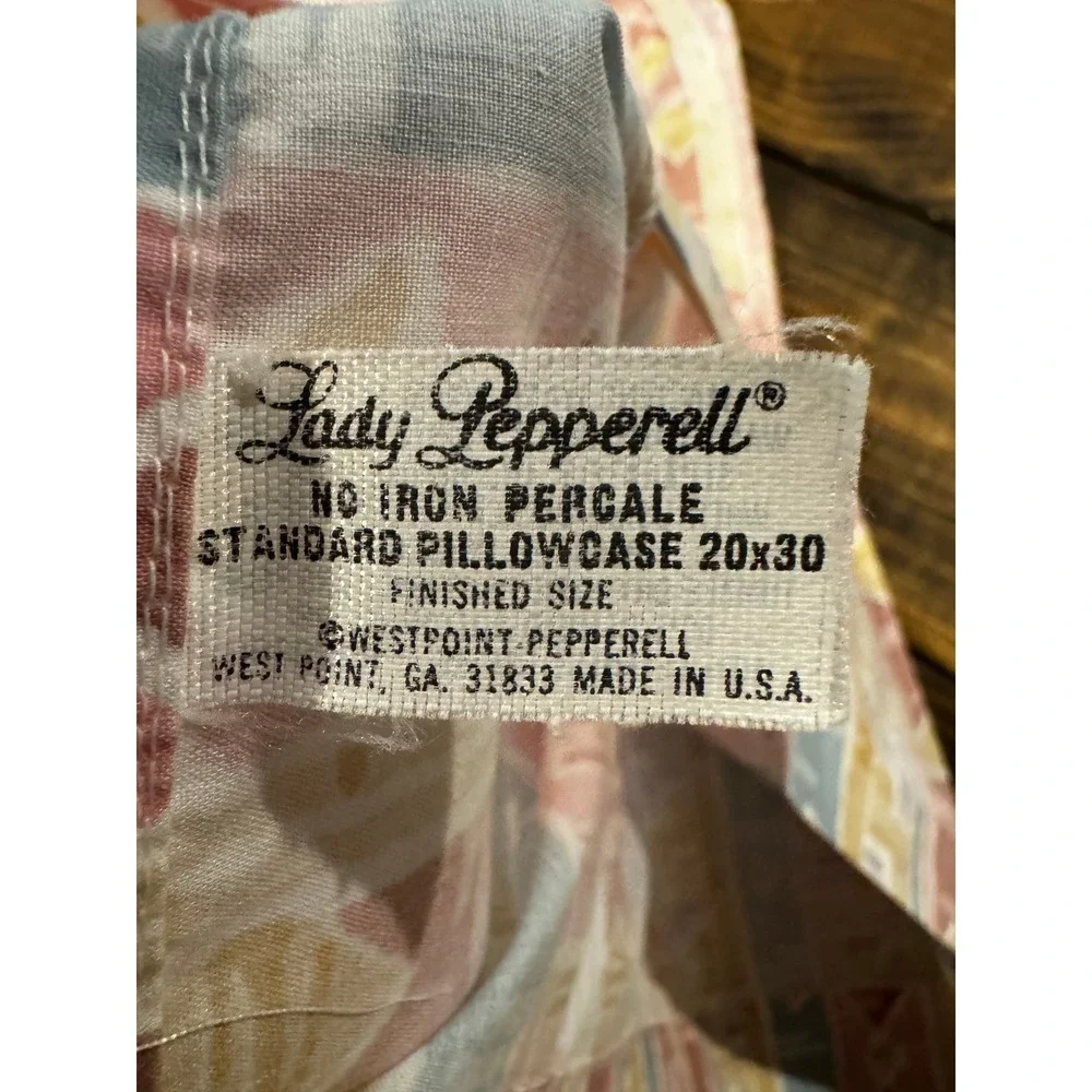 Lady Pepperell Sheet Set Full Pink Blue 90s Southwest Geometric Percale 3pc